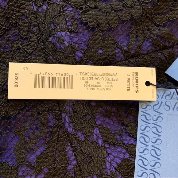 𝅺KOHL’S Simply Vera Blue/Purple & Black Lace Dress 2P - Picture 8 of 11